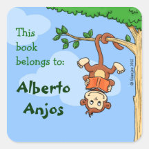 Upside Monkey / funny booklabel for kids Stickers