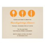 Urban dinner party orange utensil Thanksgiving Personalized Invitation