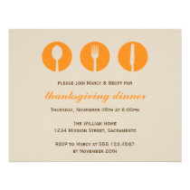 Urban dinner party orange utensil Thanksgiving invitations