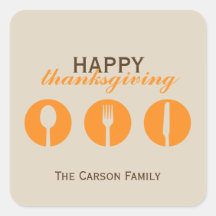 Urban dinner party orange utensil Thanksgiving tag Stickers