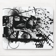 Urban Fist with crows and wires illustration. Mouse Pad