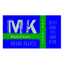 Urban Grunge Design Blue and Green Business Card