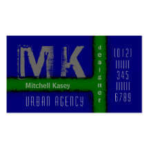Urban Grunge Design Blue and Green Business Card