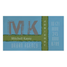 Urban Grunge Design Blue and Green Business Card