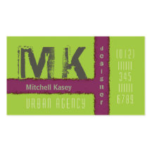 Urban Grunge Design Purple and Green Business Card