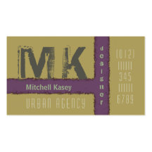 Urban Grunge Design Purple and Tan Business Card