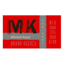 Urban Grunge Design Red & Grey Business Card
