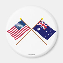 US and Australia Crossed Flags Fridge Magnets