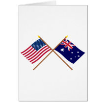 US and Australia Crossed Flags Greeting Card