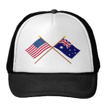 US and Australia Crossed Flags Mesh Hats