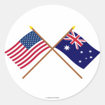 US and Australia Crossed Flags Sticker