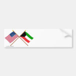 US and Kuwait Crossed Flags Bumper Stickers