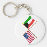 US and Kuwait Crossed Flags Key Chain