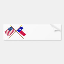 US and Texas Crossed Flags Bumper Sticker
