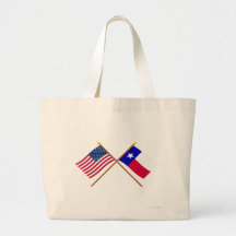 US and Texas Crossed Flags Canvas Bag
