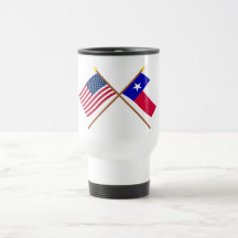 US and Texas Crossed Flags Coffee Mugs