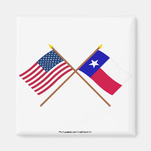 US and Texas Crossed Flags Fridge Magnet