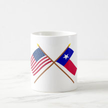 US and Texas Crossed Flags Mug