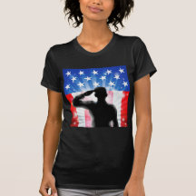 US flag military soldier saluting in silhouette T Shirts
