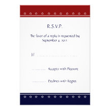 US Patriotic Military Invitation RSVP reply Card