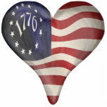 USA 1776 Flag In A Heart Photo Sculpture