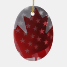 USA and Canada flags oval ornament