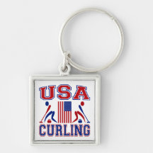 USA Curling Key Chains