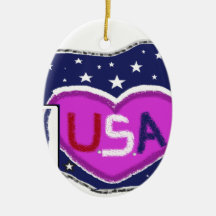 USA Patchwork Christmas Ornament