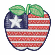 USA patriotic apple embroidered women's t-shirt
