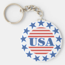 USA Patriotic Stars and Stripes Keychain