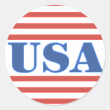 USA Patriotic Stars and Stripes Round Stickers