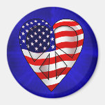 USA Peace Heart Fridge Magnets
