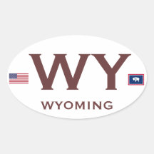 USA- Wyoming European Style Oval Sticker
