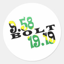 Usain Bolt Berlin 2 WR Jamaican Flag Round Sticker