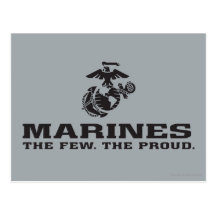 USMC The Few The Proud Logo Stacked - Black Post Card
