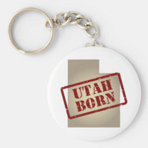 Utah Born - Stamp on Map Keychains