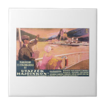 Utazzek Hajoinkon Budapest Travel Poster Ceramic Tiles