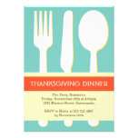 Utensil place setting orange blue thanksgiving personalized invite