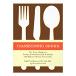 Utensil place setting orange brown thanksgiving invitation