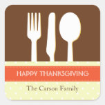 Utensil place setting orange brown thanksgiving stickers