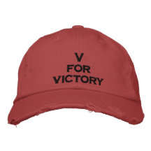 V for victory embroidered hats
