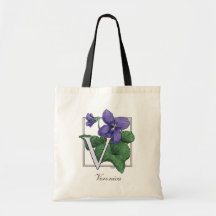 V for Violets Flower Monogram Bag
