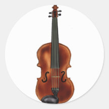 V is for Violin Round Sticker