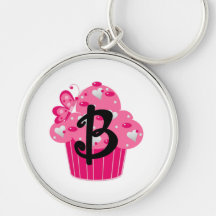 Valentine Cupcake Monogram 2 B Key Chains