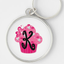 Valentine Cupcake Monogram 2 K Keychain