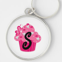 Valentine Cupcake Monogram 2 S Keychains