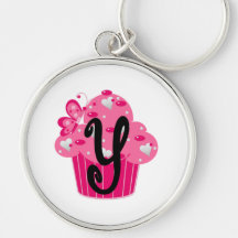 Valentine Cupcake Monogram 2 Y Keychain