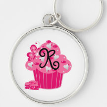 Valentine Cupcake Monogram R Key Chains