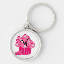 Valentine Cupcake Monogram W Keychains