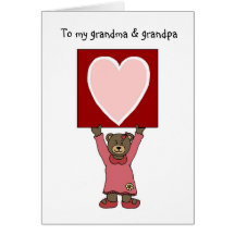 valentine girl bear holding card for grandparents